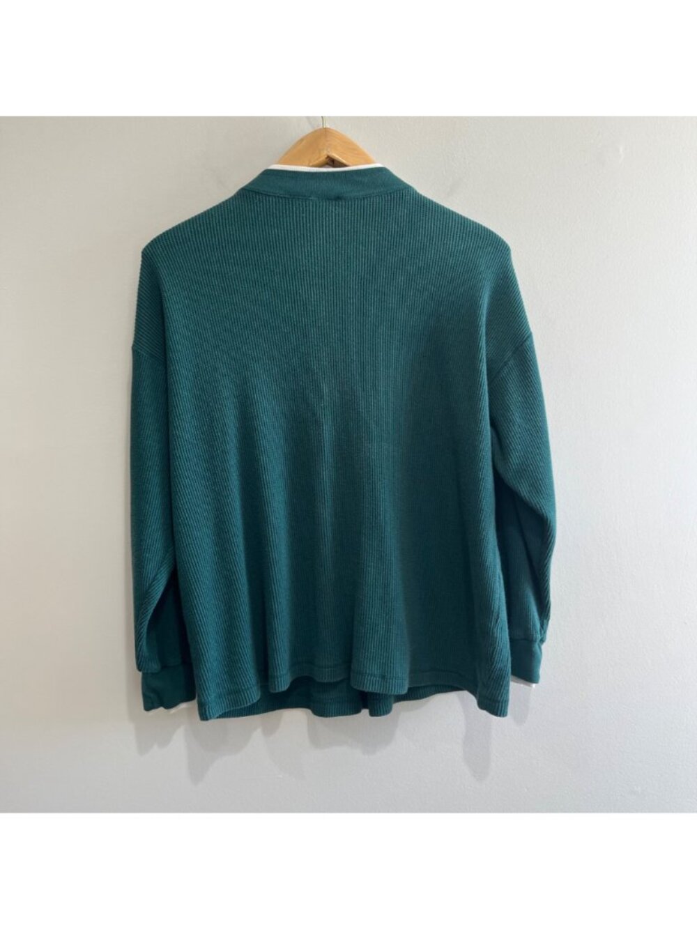 Great land Apparel Vtg Henley Waffle Knit Shirt Mens M Green 90s - Picture 3 of 7